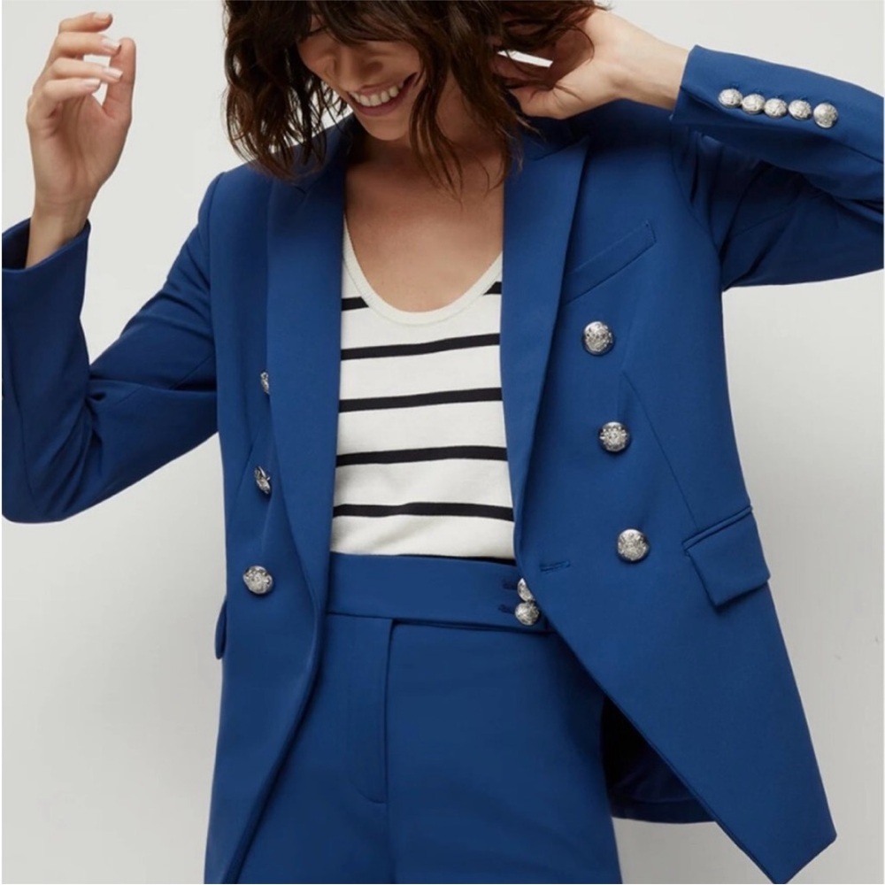 Veronica Beard Miller Dickey Double Breasted Blazer Jacket Cerulean Blue 10